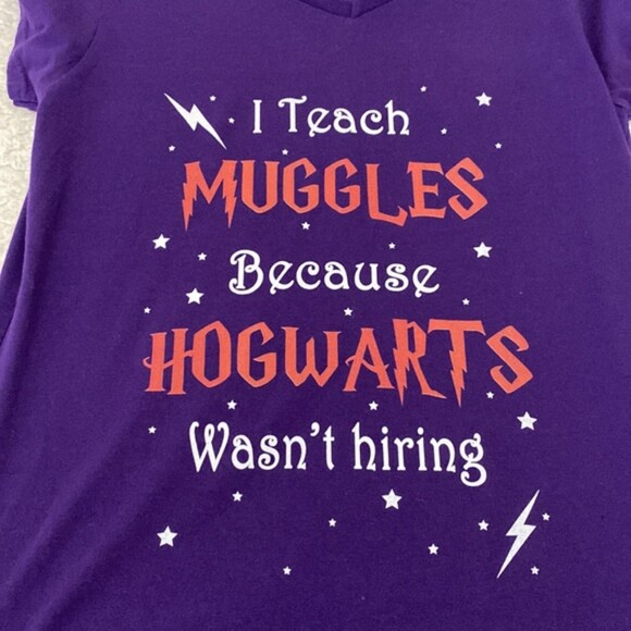 Harry Potter Shirt Teacher School Hogwartz Muggles Size Medium Cotton V Neck - Picture 3 of 8